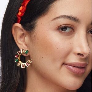 Lele Sadoughi Harlequin Rainbow Spiral Gem Earrings